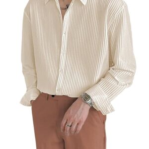 GRECIILOOKS Men's Formal Button Down Shirt – Slim Fit Polycotton Shirt's for Men | Textured Full Sleeve| Business & Meeting Ready