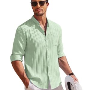 Leriya Fashion Men's Polycotton Casual Textured Button Down Regular Fit Shirts Long Sleeve Shirt (Available in Plus Size and Combo Pack of 2)